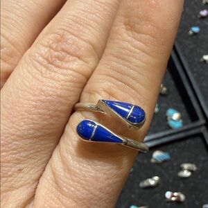 Elegant adjustable  Blue Lapis Silver Women's Ring